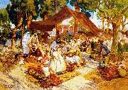 Frederick Arthur Bridgman An evening gathering at a North-African encampment oil painting